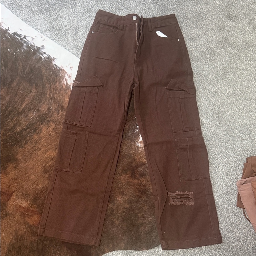 SHEIN Dark Brown Cargo Pants for Women